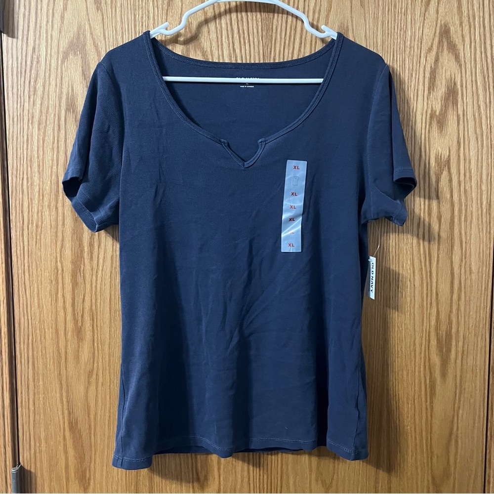 Old Navy Women's Navy Blue V-Neck Top